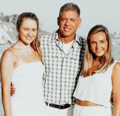 Alexa Marie Aikman with her father Troy Aikman and sister Jordan.